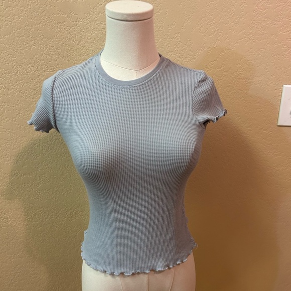 NWT Women's Light Blue Ribbed Top - Picture 2 of 4